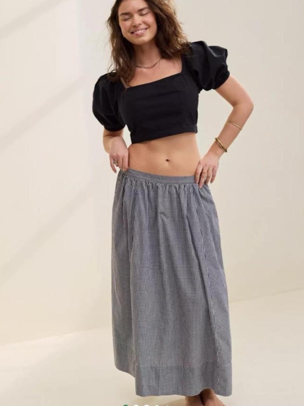 Aerie The New Essential Skirt
Black & white gingham midi skirt xs
